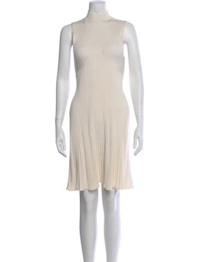 Pre-owned Chloé Wool Mini Dress In Neutral