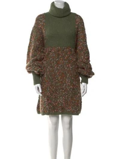 Pre-owned Chloé Wool Mini Dress W/ Tags In Green