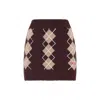 Chloé Ribbed Waistband Argyle Pattern Skirt In Brown