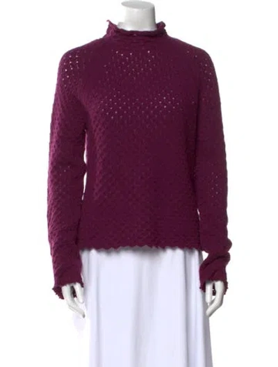 Pre-owned Chloé Wool Mock Neck Sweater In Purple