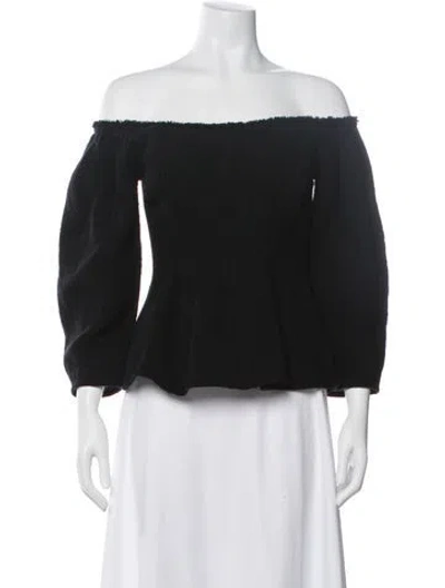 Pre-owned Chloé Wool Off-the-shoulder Top In Black
