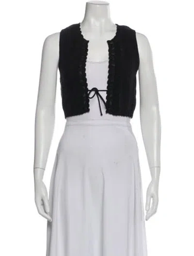 Pre-owned Chloé Wool Open Front Crop Top In Black