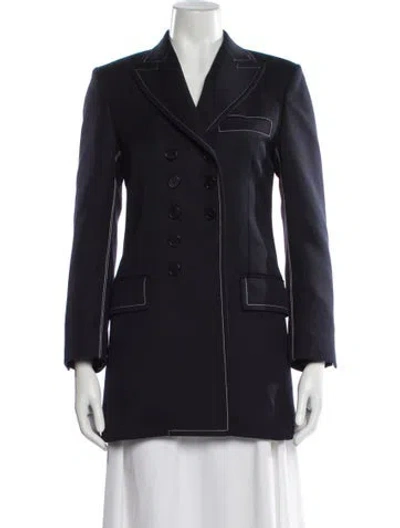 Pre-owned Chloé Wool Peacoat In Blue