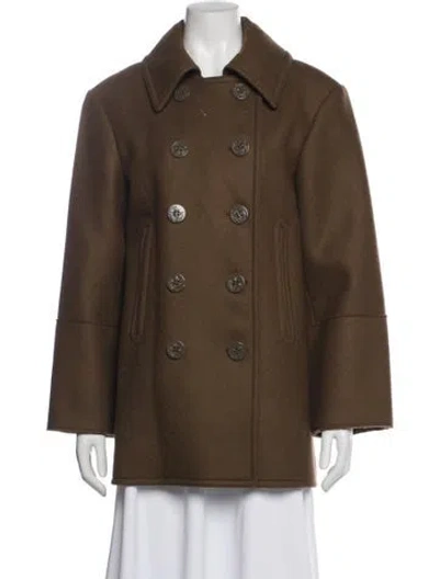 Pre-owned Chloé Wool Peacoat In Brown