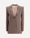 Chloé Tartan Wool Blazer With Shoulder Pads In Brown