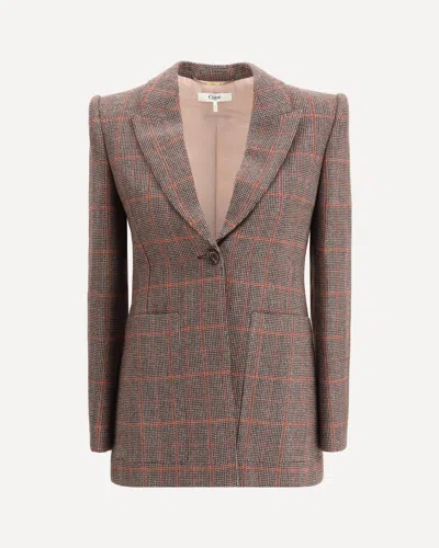 CHLOÉ WOOL PLAID BLAZER