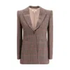 Chloé Women Wool Plaid Blazer In Brown