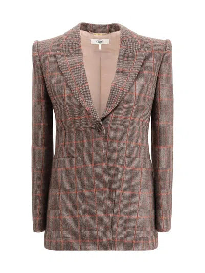 CHLOÉ WOOL PLAID BLAZER