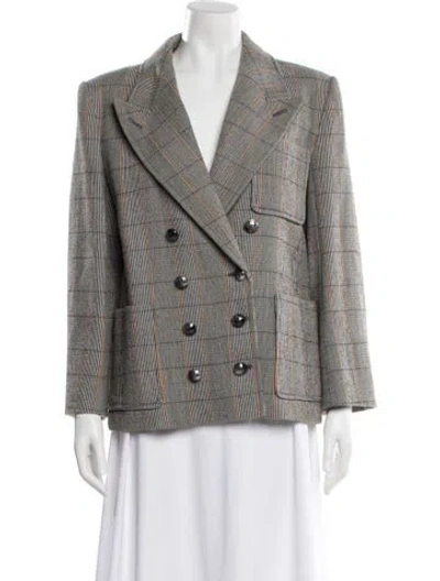 Pre-owned Chloé Wool Plaid Print Blazer In Black