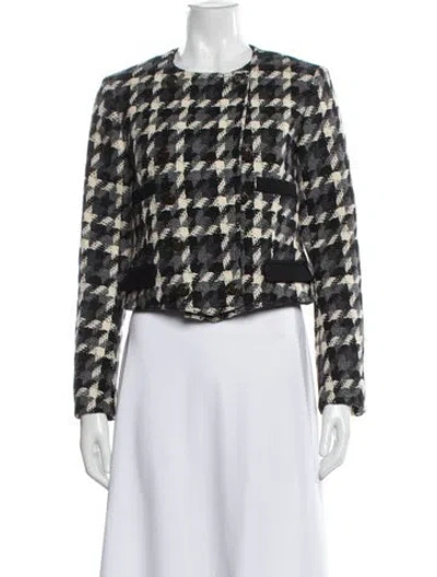 Pre-owned Chloé Wool Plaid Print Evening Jacket In Black
