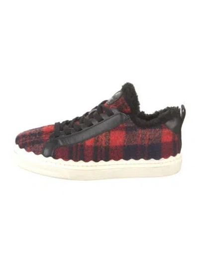 Pre-owned Chloé Wool Plaid Print Sneakers In Multi