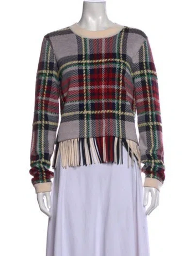 Pre-owned Chloé Wool Plaid Print Sweater In Multicolor