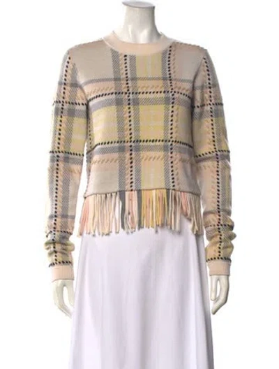 Pre-owned Chloé Wool Plaid Print Sweater In Neutral