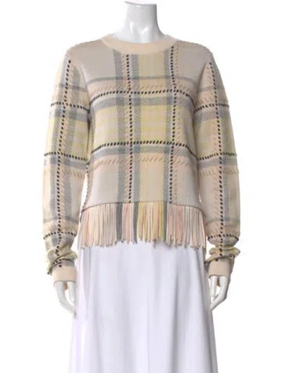 Pre-owned Chloé Wool Plaid Print Sweater In Neutral