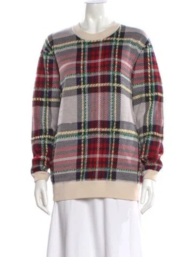 Pre-owned Chloé Wool Plaid Print Sweater In Neutrals