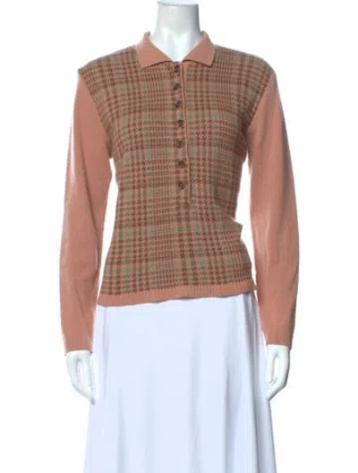 Pre-owned Chloé Wool Plaid Print Sweater In Pink