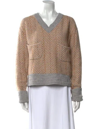 Pre-owned Chloé Wool Printed Sweater In White
