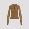Chloé Ribbed Silk Top In F Khaki Green