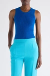 Chloé Crew-neck Tank Top In A Wool Knit In Blue