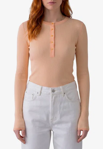 Chloé Wool Ribbed Knit Sweater In Orange