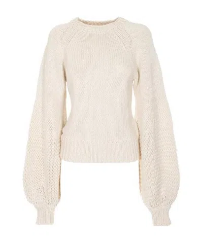 Chloé Wool Round Neck Sweater In White