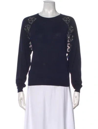 Pre-owned Chloé Wool Scoop Neck Sweater In Blue