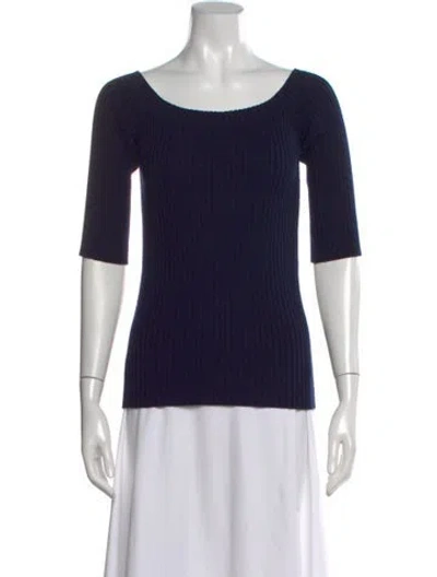Pre-owned Chloé Wool Scoop Neck Top W/ Tags In Blue