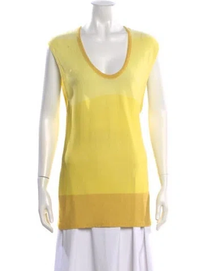 Pre-owned Chloé Wool Scoop Neck Top In Yellow