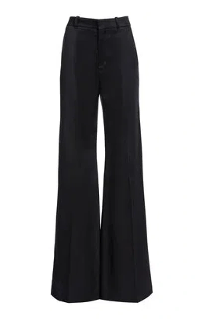 Chloé Wool-silk Satin Wide-leg Pants In Black