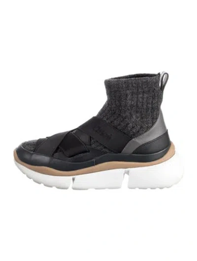 Pre-owned Chloé Wool Sock Sneakers In Gray