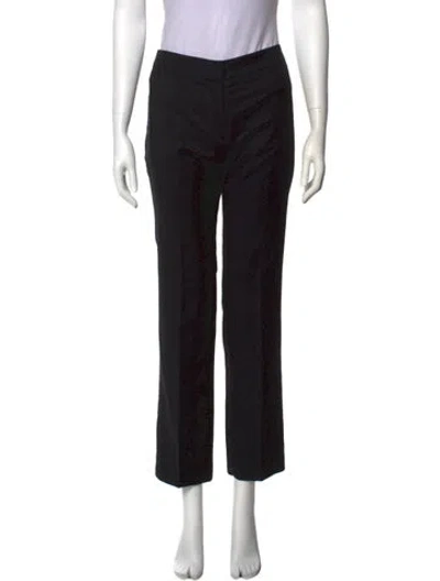 Pre-owned Chloé Wool Straight Leg Pants In Black