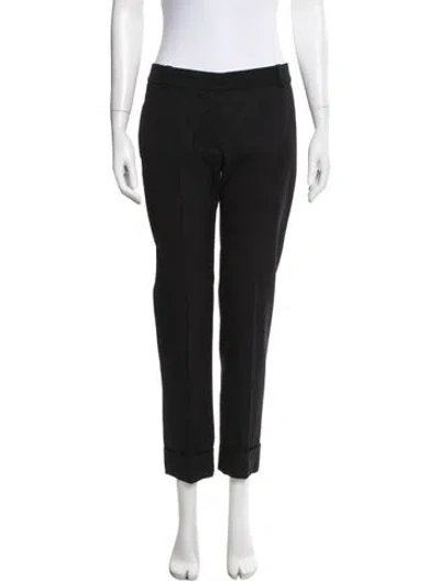 Pre-owned Chloé Wool Straight Leg Pants In Black