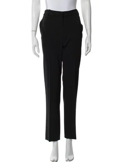 Pre-owned Chloé Wool Straight Leg Pants In Black