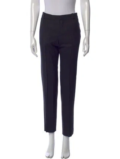 Pre-owned Chloé Wool Straight Leg Pants In Blue
