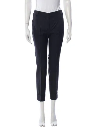 Pre-owned Chloé Wool Straight Leg Pants In Blue