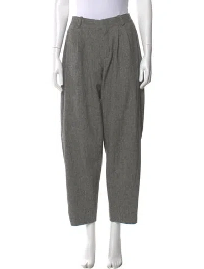 Pre-owned Chloé Wool Straight Leg Pants In Gray
