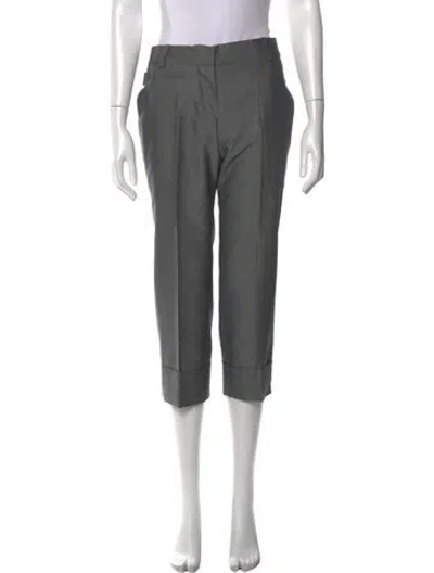 Pre-owned Chloé Wool Straight Leg Pants In Gray