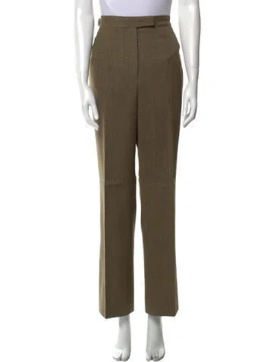 Pre-owned Chloé Wool Straight Leg Pants In Green