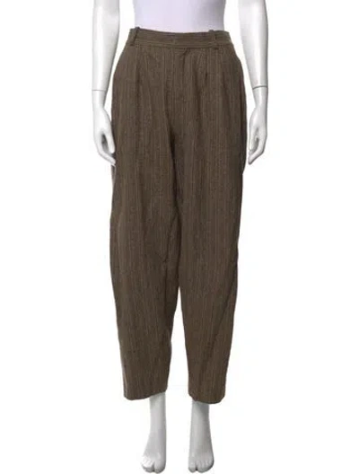 Pre-owned Chloé Wool Straight Leg Pants In Neutral