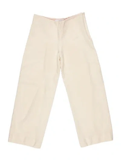 Pre-owned Chloé Wool Straight Leg Pants In Neutral