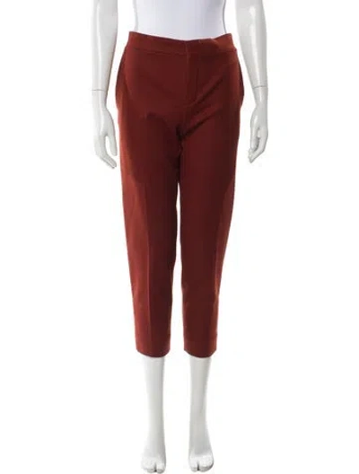 Pre-owned Chloé Wool Straight Leg Pants In Orange