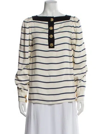 Pre-owned Chloé Wool Striped Blouse In Neutral