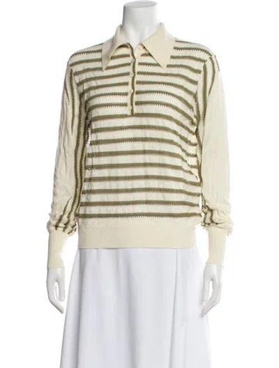 Pre-owned Chloé Wool Striped Polo In Yellow