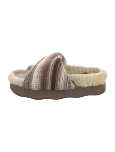 Pre-owned Chloé Wool Striped Slides In Neutral