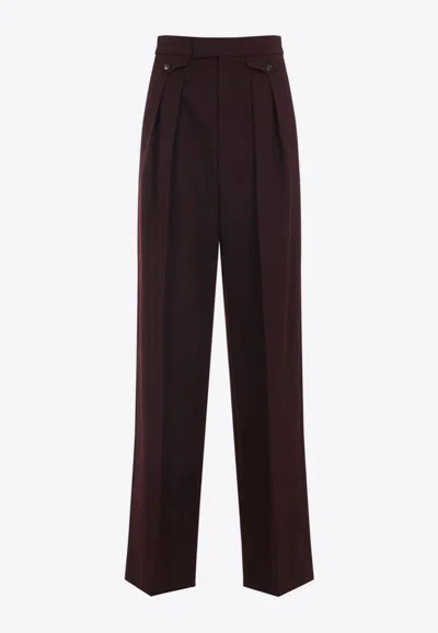 Chloé Wool Tailored Straight-leg Pants In Burgundy