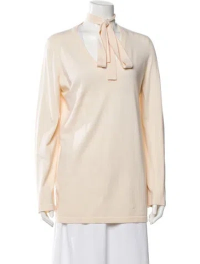 Pre-owned Chloé Wool Tie Neck Sweater In Neutral