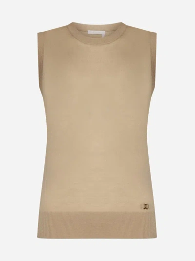 Chloé Wool Knit Tank Top In Hot Sand