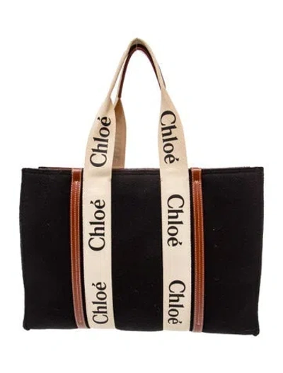 Pre-owned Chloé Wool Tote In Black