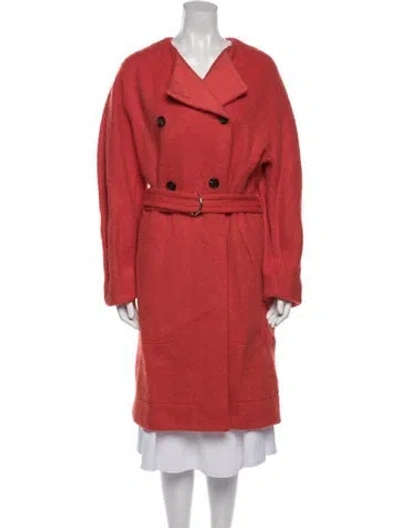 Pre-owned Chloé Wool Trench Coat In Orange