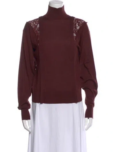 Pre-owned Chloé Wool Turtleneck Sweater In Burgundy